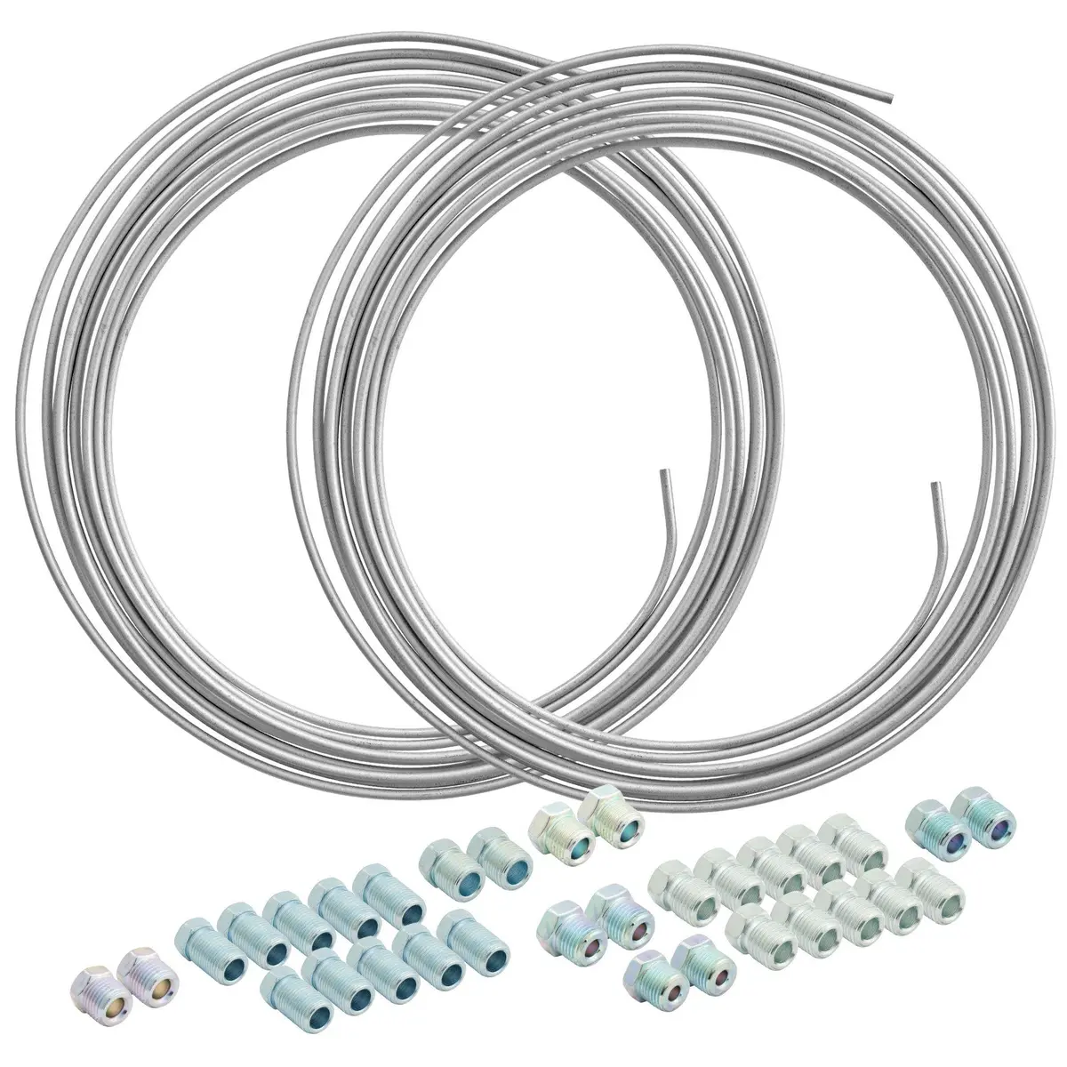 25' X 3/16" And 1/4" Galvanized Steel Brake Line Kit | 32 Fittings 1