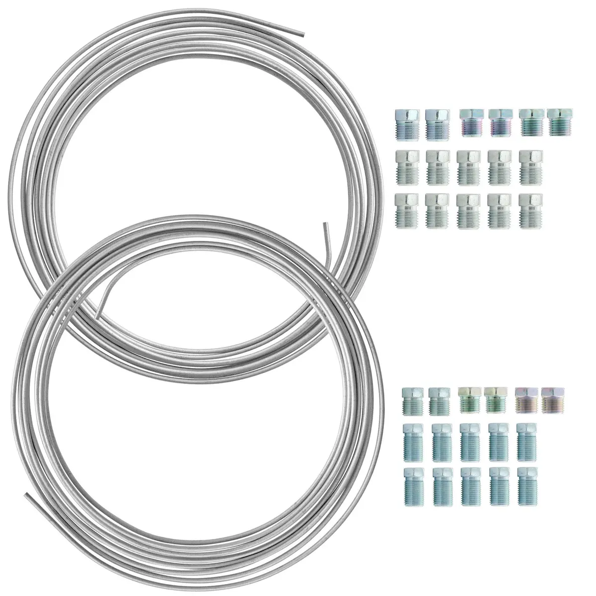25' X 3/16" And 1/4" Galvanized Steel Brake Line Kit | 32 Fittings 2