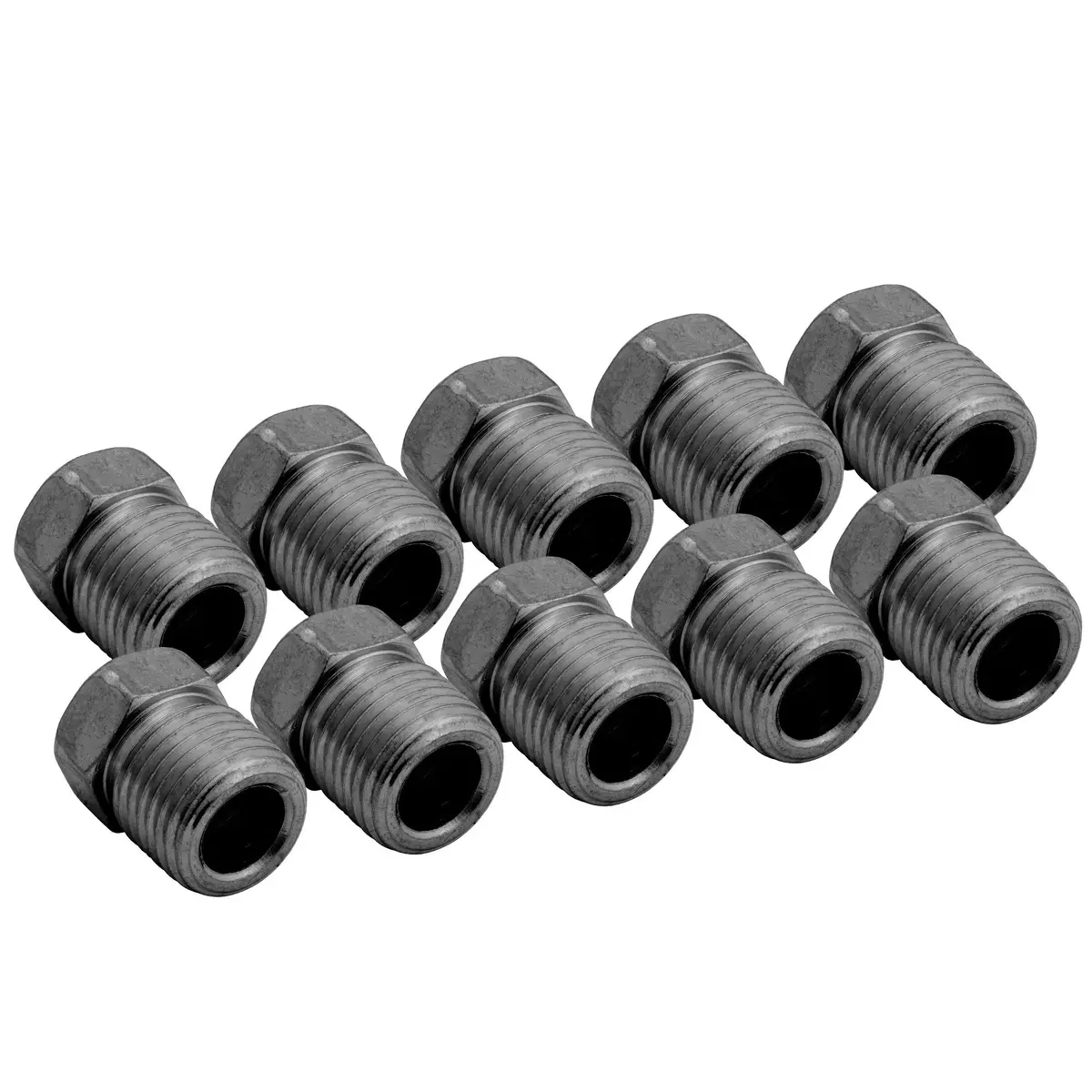 Brake Line Tube Nut | 1/4" (7/16-24 Inverted) | Black Oxide Coated Steel | 10Ct 1