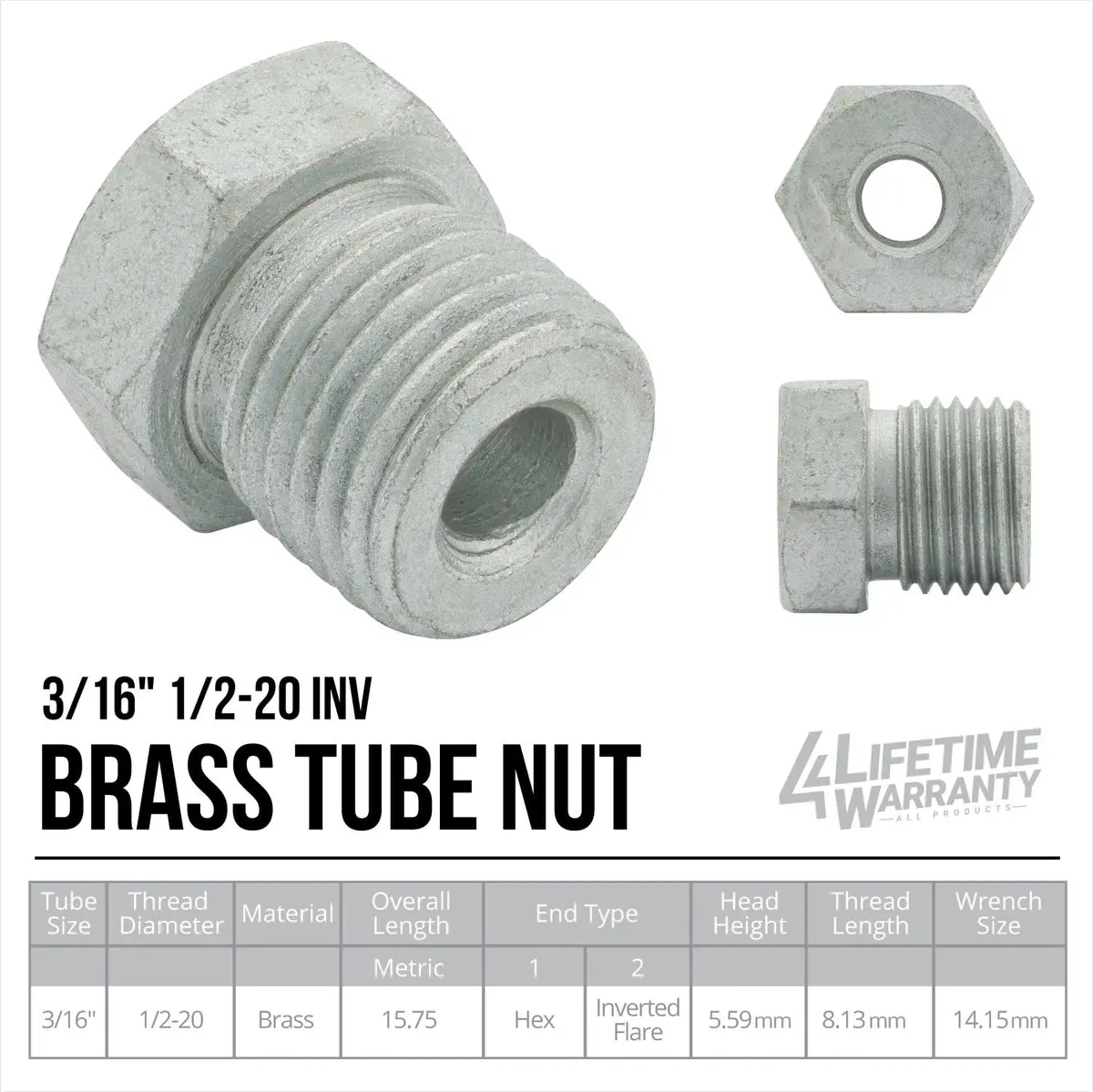 3/16" Brake Line Fitting Kit | Steel Tube Nuts | 16Ct 2