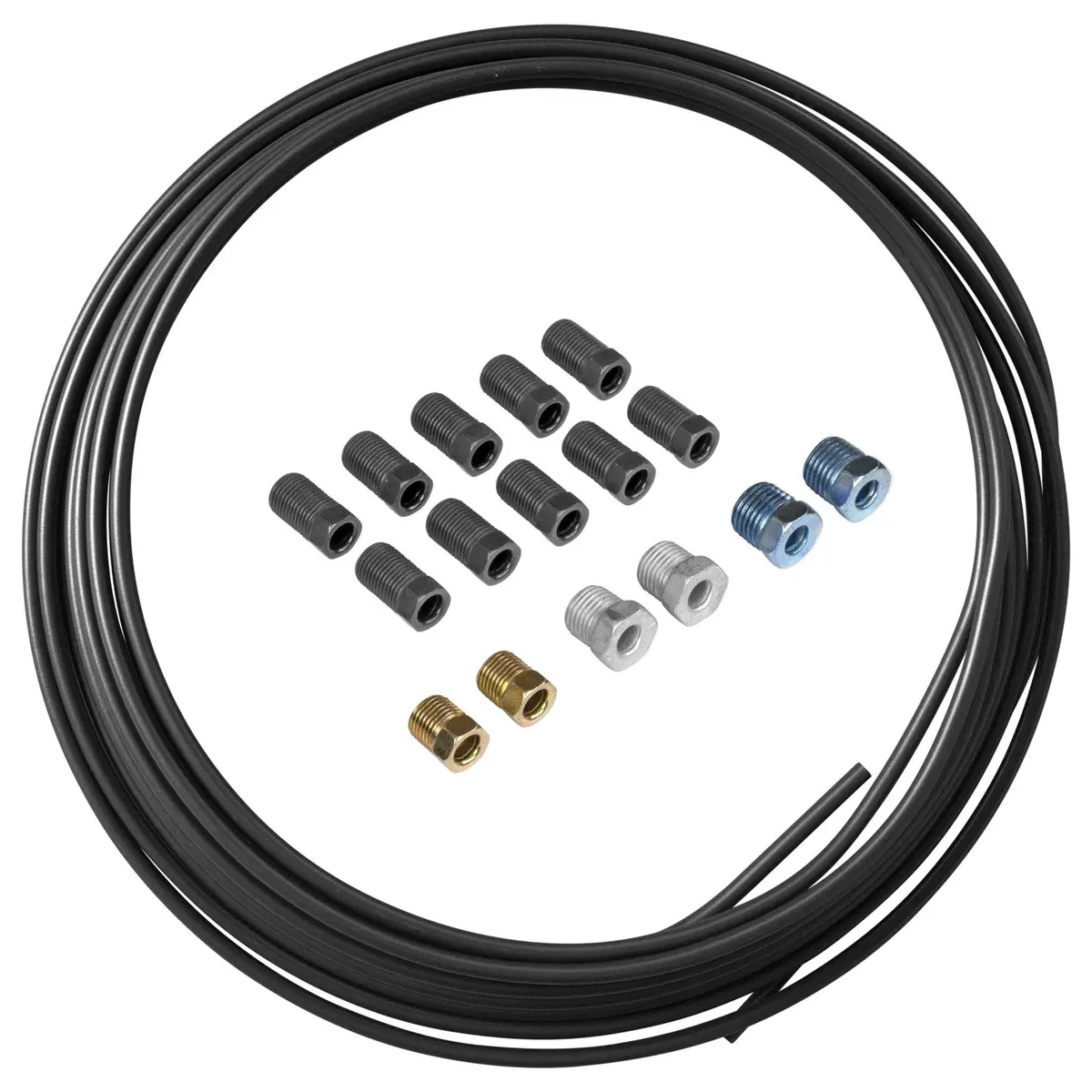 1/4" X 25' Pvf-Coated Steel Brake Line Kit With Fittings 1