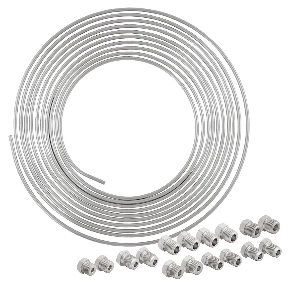 3/16" X 25' Stainless Steel Brake Line Kit 16 Sae Thread Fittings 1