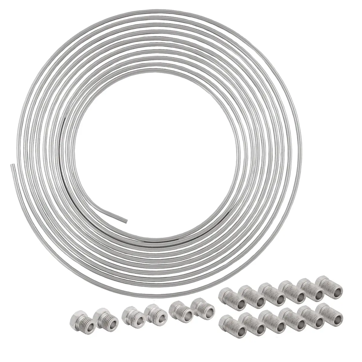 1/4" X 25' Stainless Steel Brake Line & Fitting Kit 1