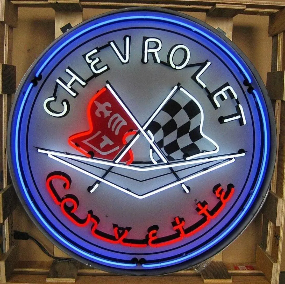 Chevrolet Corvette Flags Large Neon 1