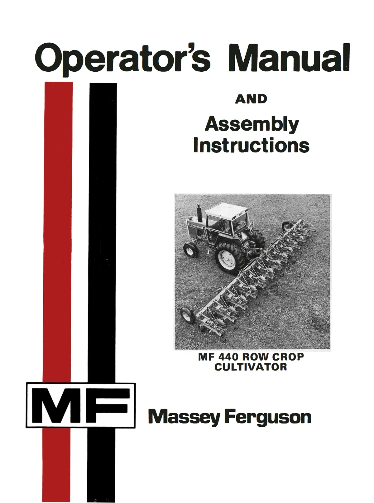 Massey Ferguson Mf 440 Row Crop Cultivator - Operator's Manual And Assembly Instructions 1