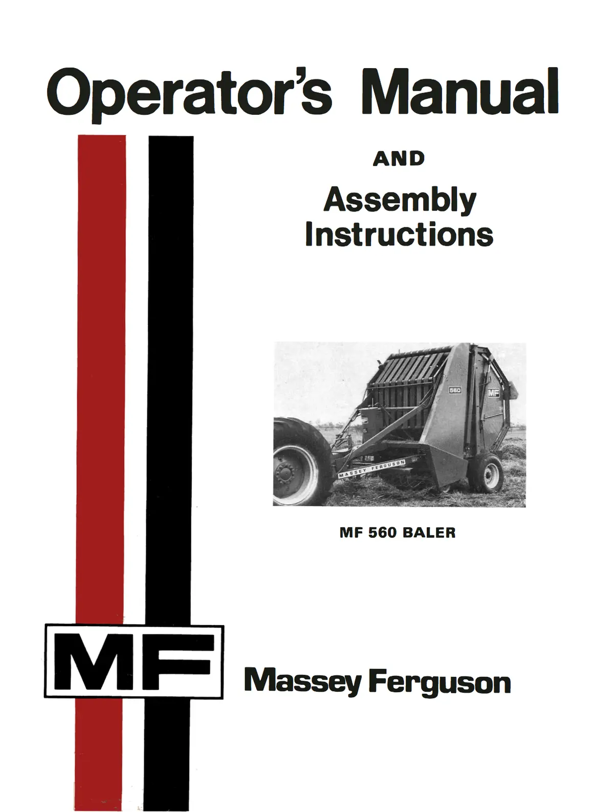 Massey Ferguson Mf 560 Baler - Operator's Manual And Assembly Instructions 1