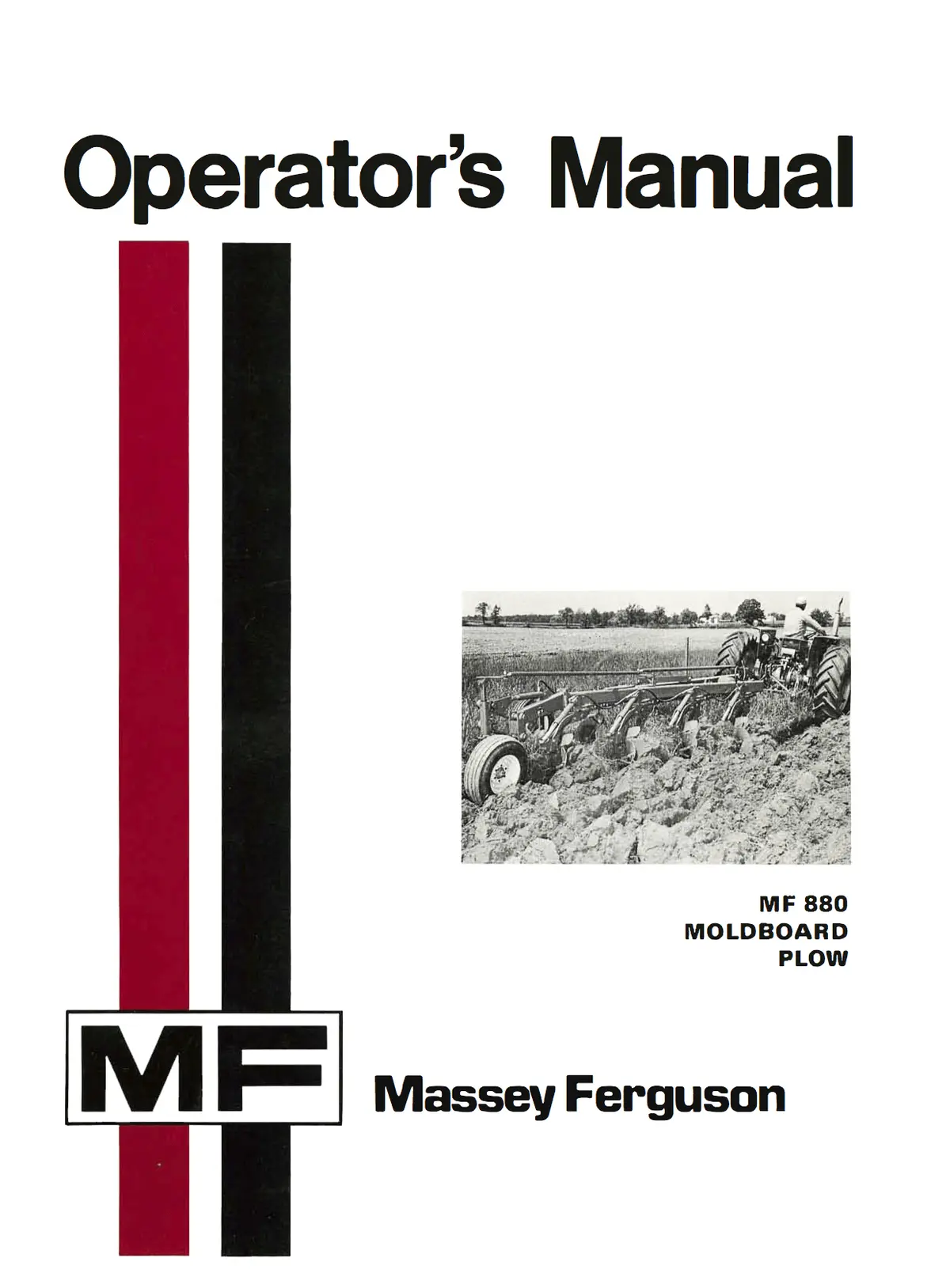 Massey Ferguson Mf 880 Moldboard Plow Operator's Manual 1