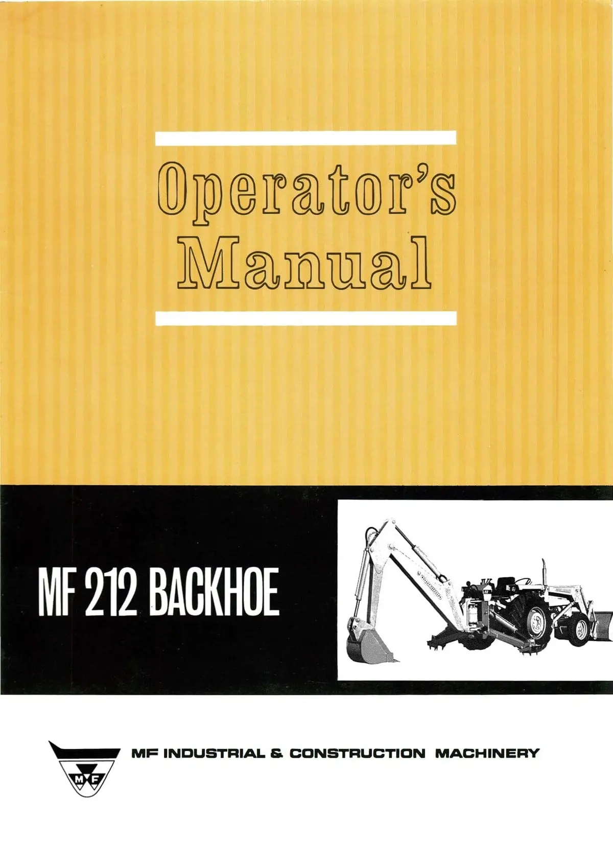 Massey Ferguson Industrial Mf 212 Backhoe - Operator's Manual 1