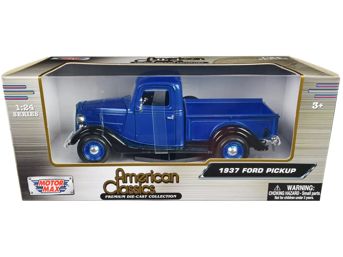 1937 Ford Pickup Truck Blue Metallic And Black "American Classics" 1/24 Diecast Model By Motormax 1