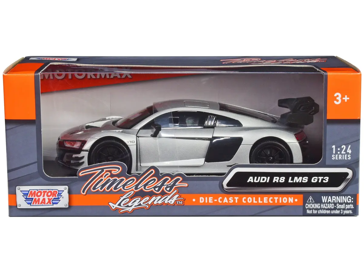 Audi R8 Lms Gt3 Silver Metallic "Timeless Legends" Series 1/24 Diecast Model Car By Motormax 1