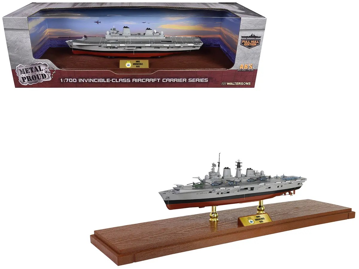 British Hms Invincible (R05) Aircraft Carrier Full-Hull Edition "Falklands War" (1982) British Royal Navy "Battleship" Series 1/700 Diecast Model By Metal Proud 1
