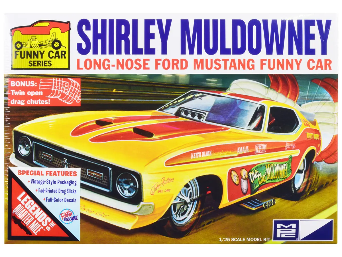 Ford Mustang Long Nose Funny Car "Shirley Muldowney" Plastic Model Kit (Skill Level 2) 1/25 Scale Model By Mpc 1