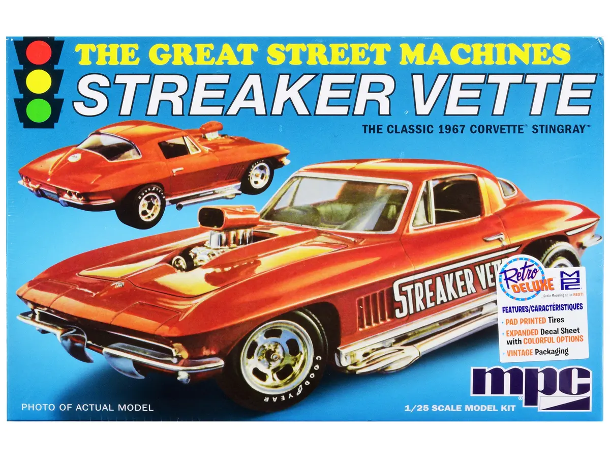 1967 Chevrolet Corvette Stingray "Streaker Vette" "The Great Street Machines" Series Plastic Model Kit (Skill Level 2) 1/25 Scale Model Car By Mpc 1
