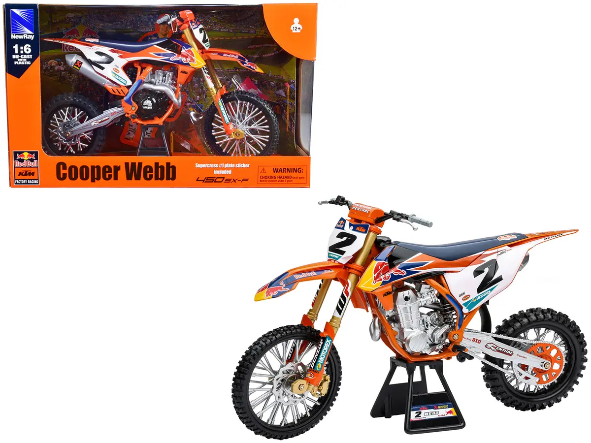 Ktm 450 Sx-F #2 Cooper Webb "Red Bull Ktm Factory Racing" Supercross 1/6 Diecast Model By New Ray 1