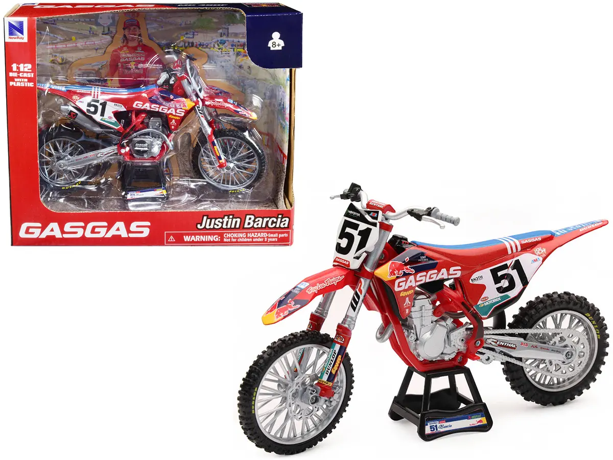 Gasgas Mc 450F Motorcycle #51 Justin Barcia "Gasgas Factory Racing - Red Bull" 1/12 Diecast Model By New Ray 1