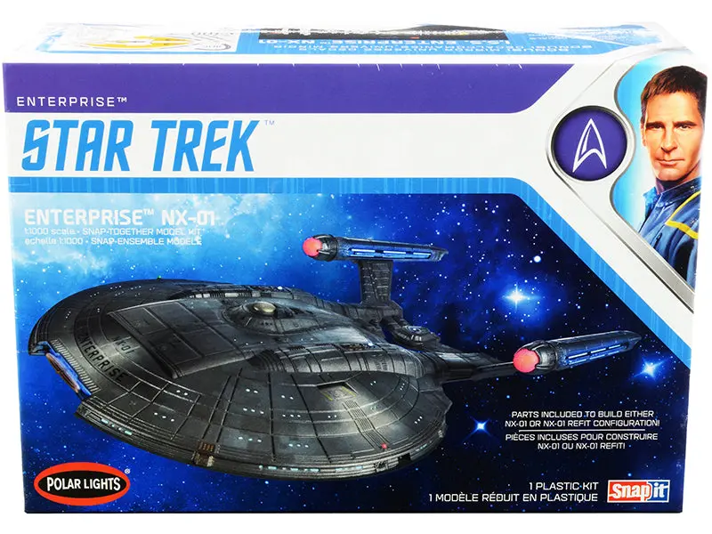 Enterprise Nx-01 Starship "Star Trek: Enterprise" (2001-2005) Tv Series Plastic Snap Model Kit (Skill Level 2) 1/1000 Scale Model By Polar Lights 1