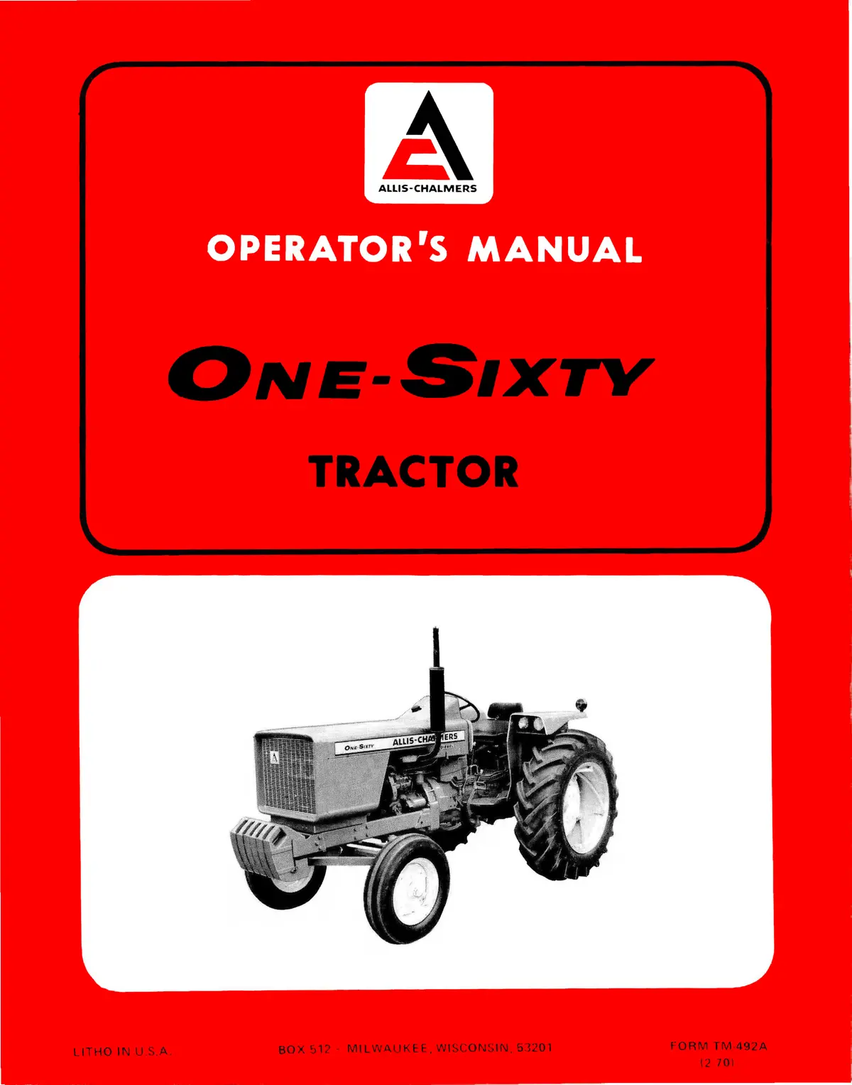 Allis-Chalmers One-Sixty Tractor Operator's Manual 1