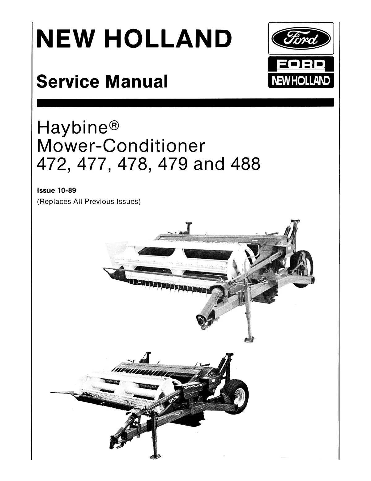 New Holland Haybine Mower-Conditioner 472, 477, 478, 479 & 488 Service Manual 1