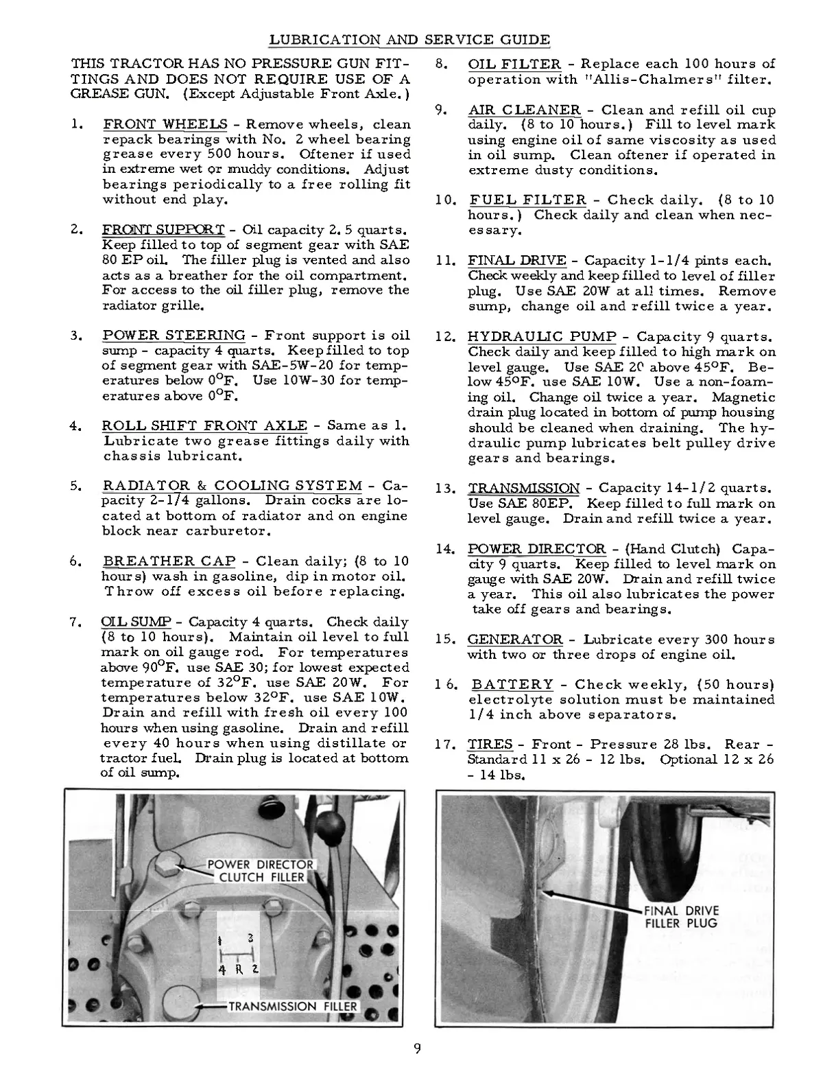 Allis-Chalmers D14 Tractor Operator's Manual With Parts Illustrations 2