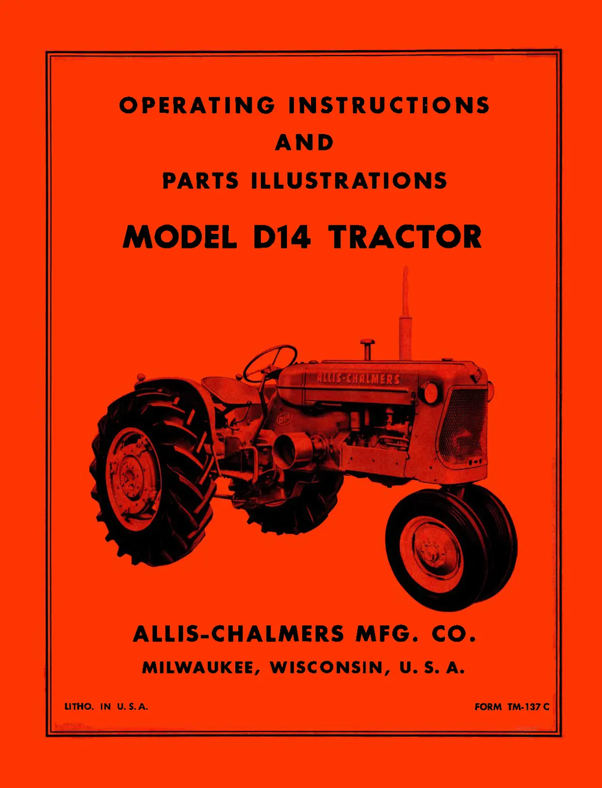 Allis-Chalmers D14 Tractor Operator's Manual With Parts Illustrations 1