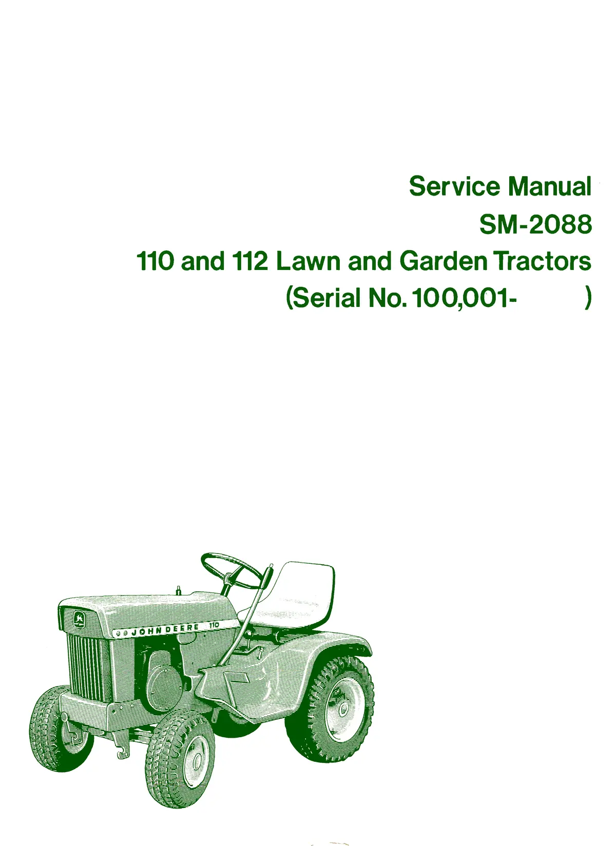 John Deere 110 And 112 Lawn And Garden Tractors Service Manual 1