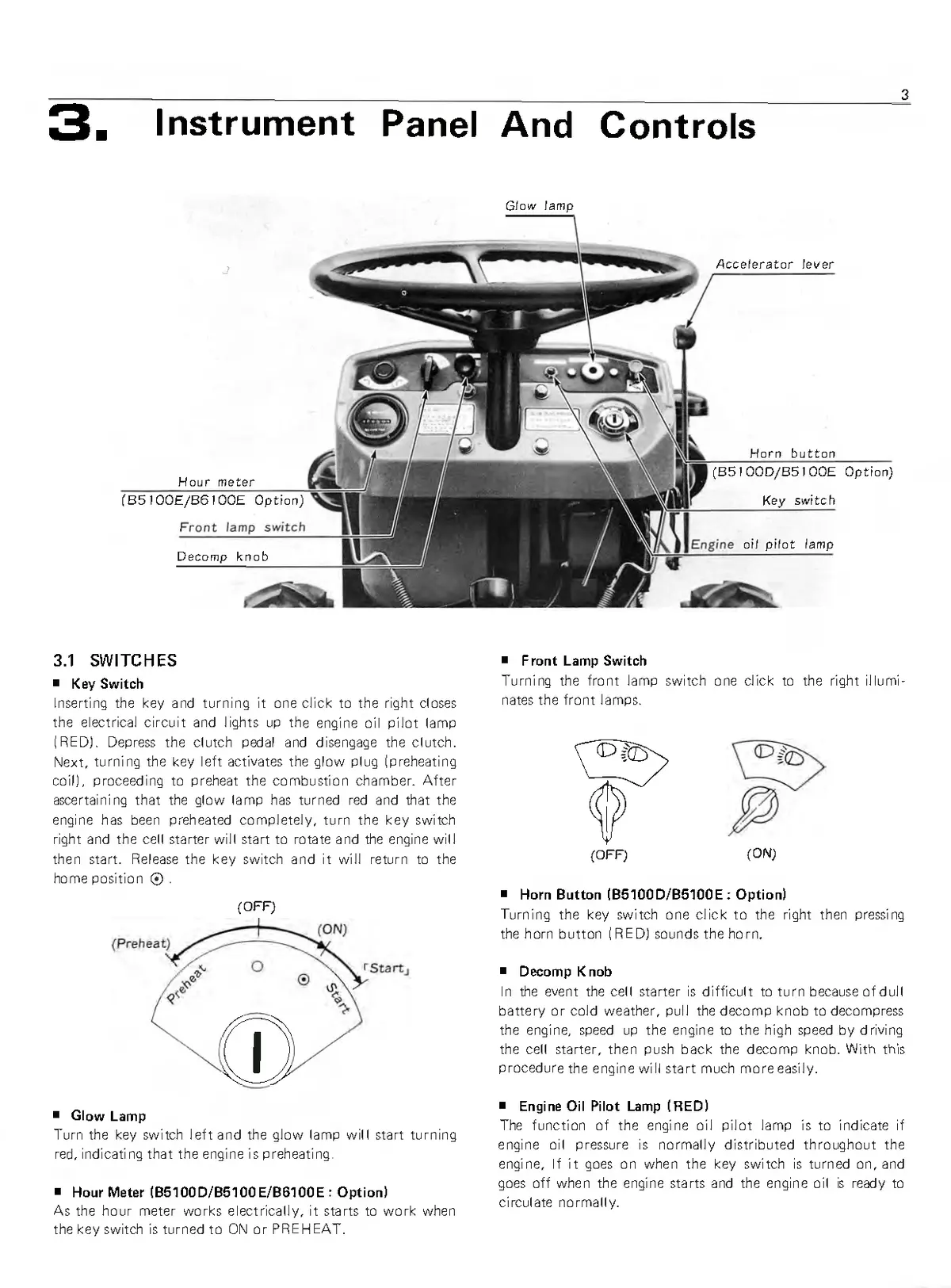 Kubota Tractor Model B5100d/E, B6100d/E, B7100d Operator's Manual 2