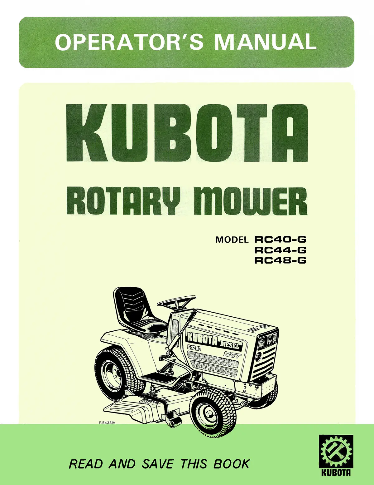 Kubota Rotary Mower Model Rc40-G, Rc44-G, Rc48-G Operator's Manual 1