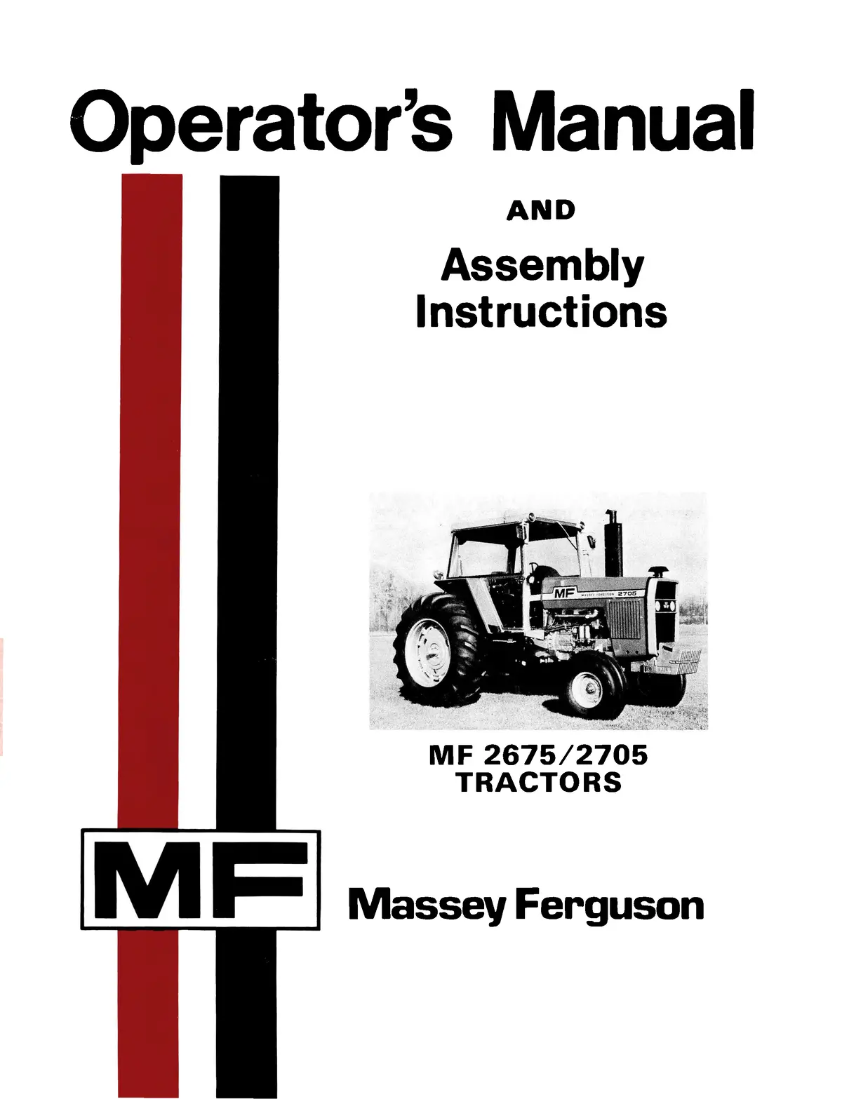 Massey Ferguson Mf 2675 / 2705 Tractors Operator's Manual 1
