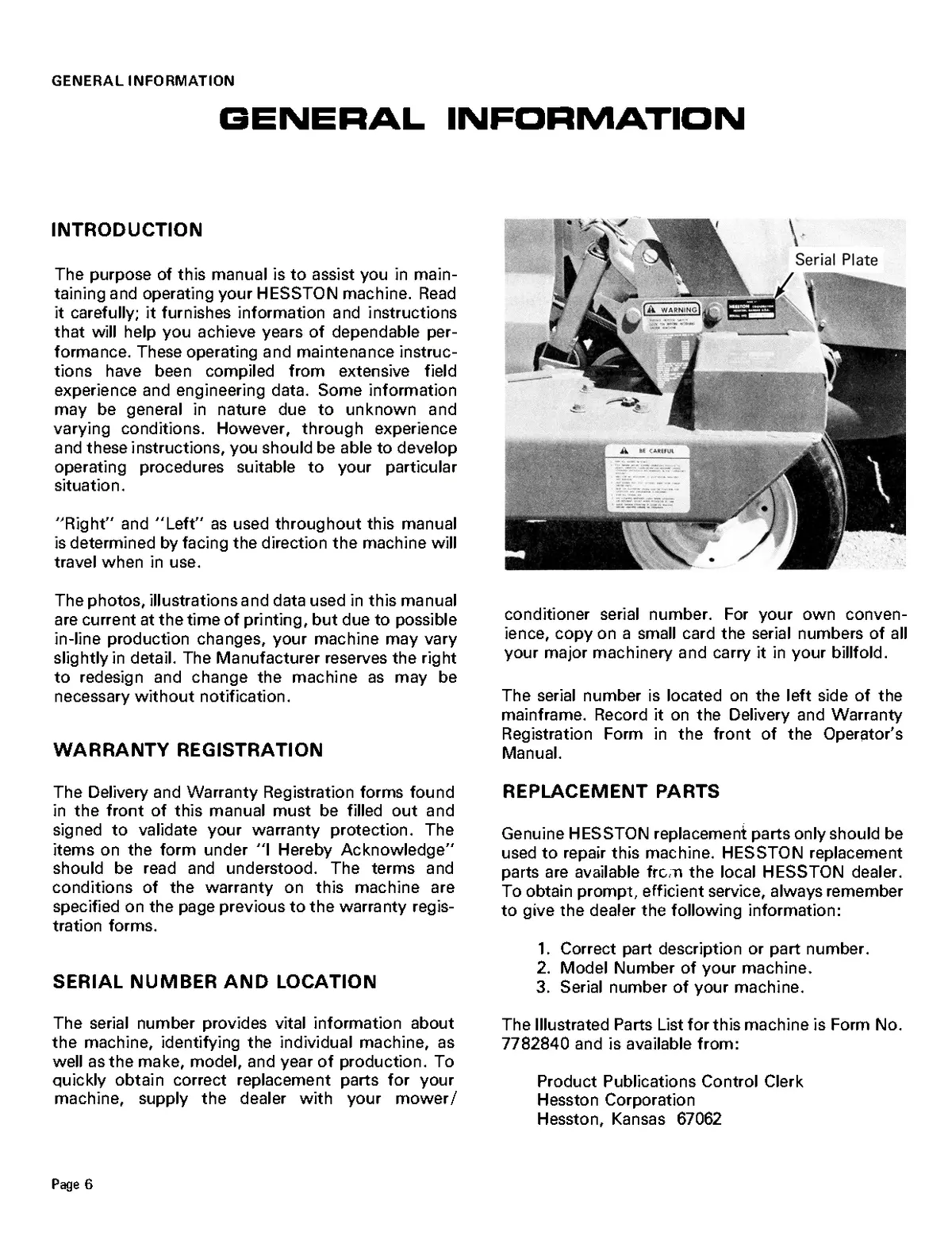 Hesston Pt-7 / Pt-10 Mower Conditioner Operator’S Manual 2