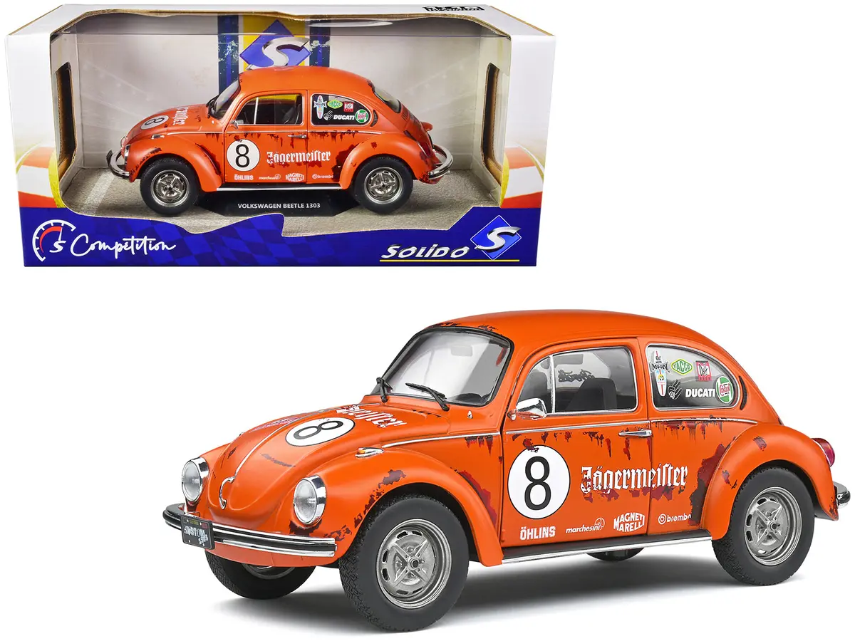 1974 Volkswagen Beetle 1303 #8 Matte Orange "Jagermeister" Tribute "Competition" Series 1/18 Diecast Model Car By Solido 1