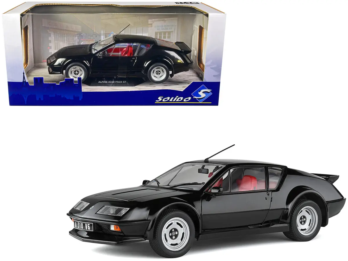 1983 Alpine A310 Pack Gt Noir Irise Black With Red Interior 1/18 Diecast Model Car By Solido 1