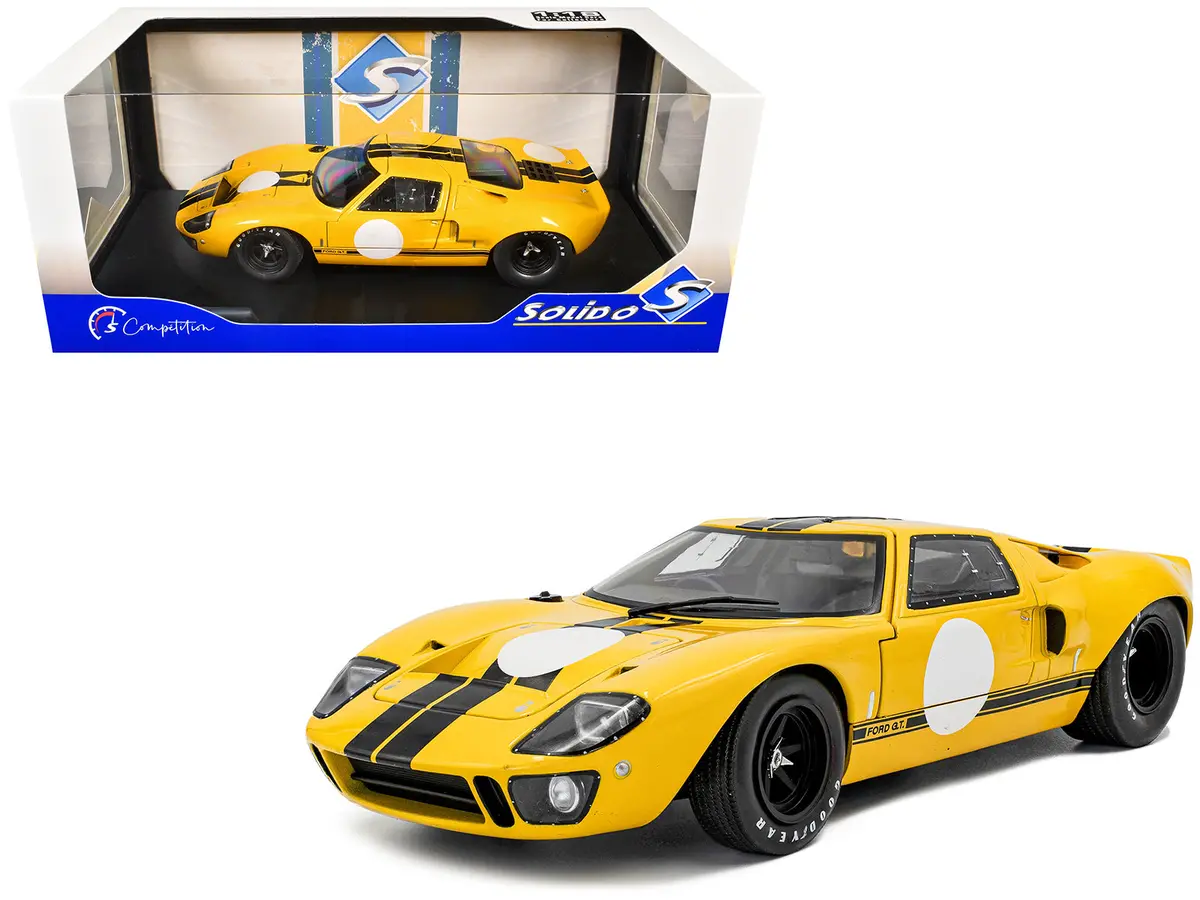 1968 Ford Gt40 Mk1 Yellow With Black Stripes "Competition" Series 1/18 Diecast Model Car By Solido 1