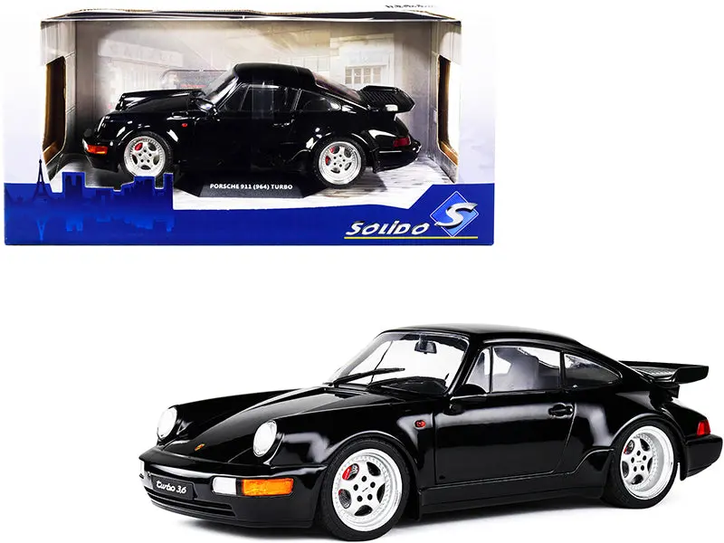 1990 Porsche 964 Turbo 3.6 Black 1/18 Diecast Model Car By Solido 1