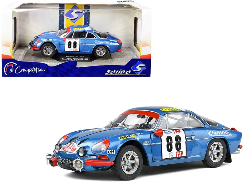 Alpine A110 1600S #88 Jean-Pierre Nicolas - Jean Todt Winner Portugal Rally (1971) "Competition" Series 1/18 Diecast Model Car By Solido 1