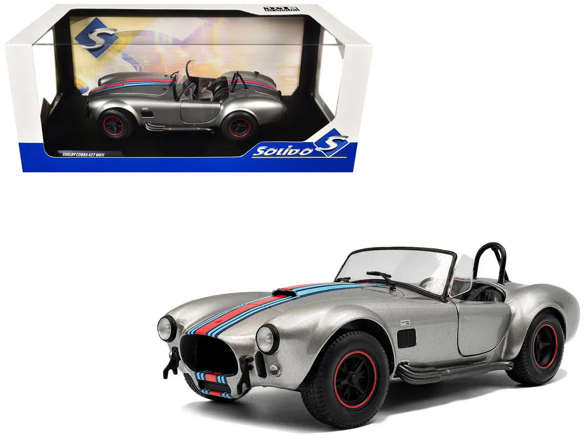 1965 Shelby Cobra 427 Mkii "Solido Works M Racing Tribute" Gray Metallic With Stripes 1/18 Diecast Model Car By Solido 1