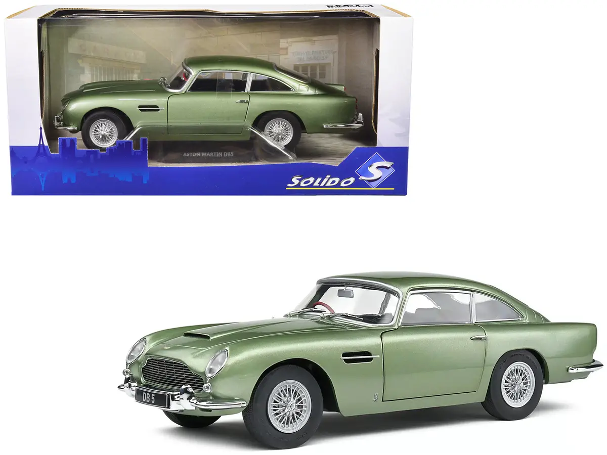 1964 Aston Martin Db5 Rhd (Right Hand Drive) Porcelain Green Metallic 1/18 Diecast Model Car By Solido 1
