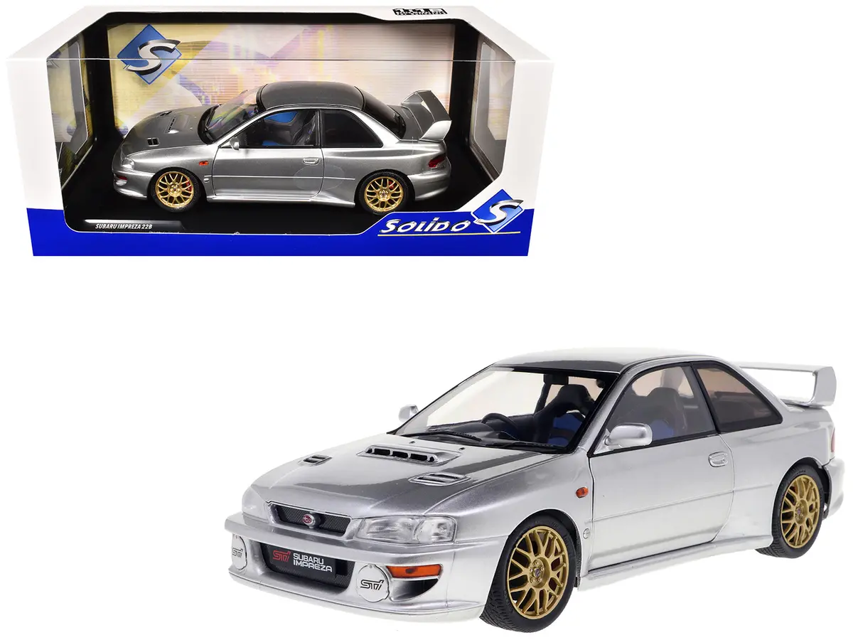 1998 Subaru Impreza 22B Rhd (Right Hand Drive) Silver Metallic With Gold Wheels 1/18 Diecast Model Car By Solido 1