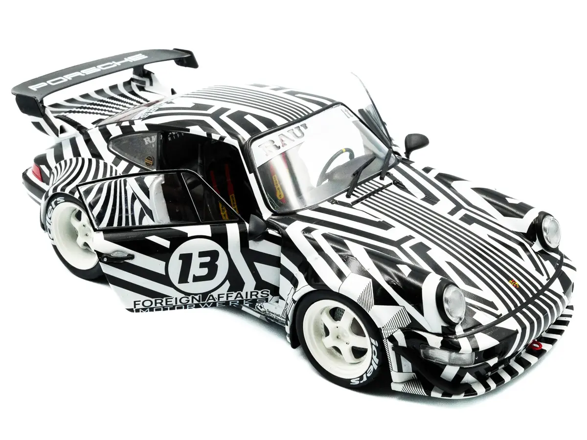 2022 Rwb Bodykit (Porsche) #13 "The Zebra" Black And White Striped 1/18 Diecast Model Car By Solido 2