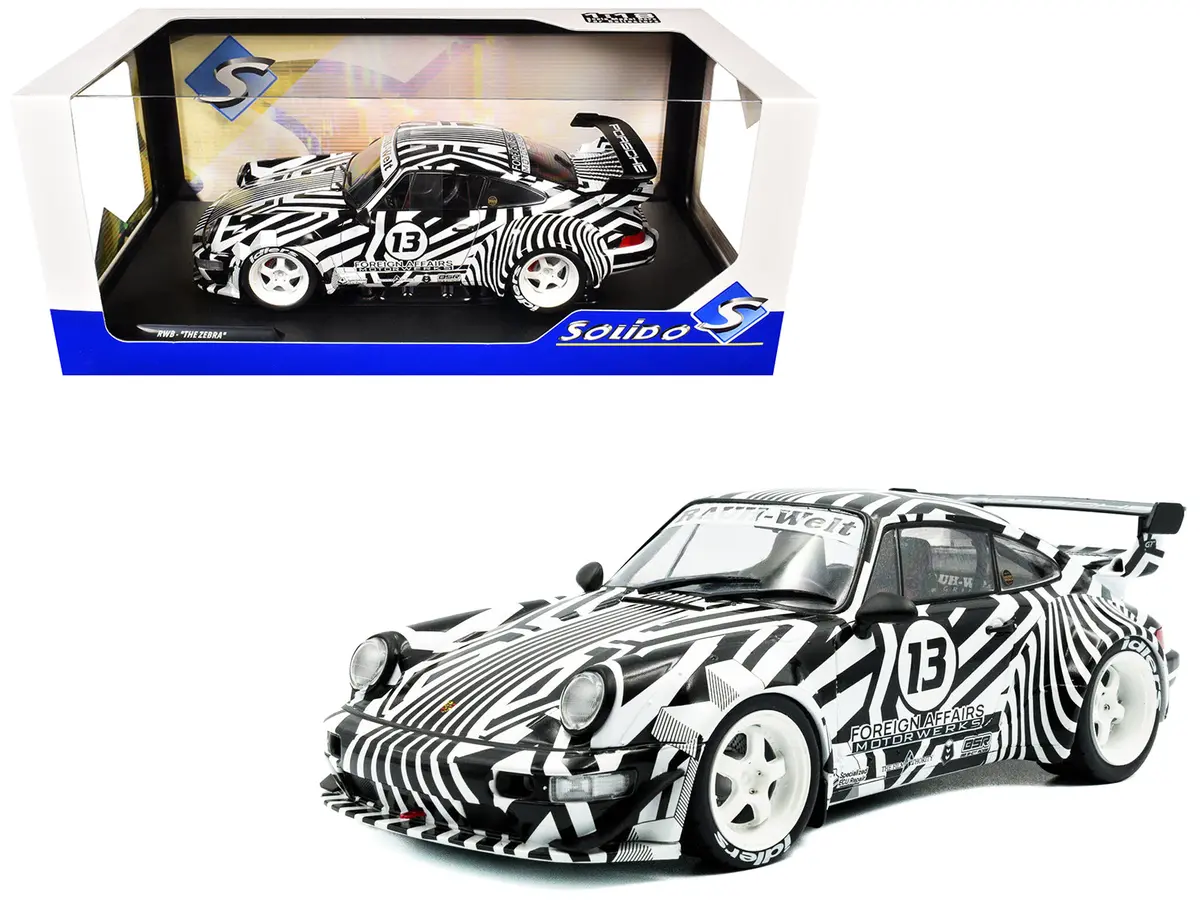 2022 Rwb Bodykit (Porsche) #13 "The Zebra" Black And White Striped 1/18 Diecast Model Car By Solido 1
