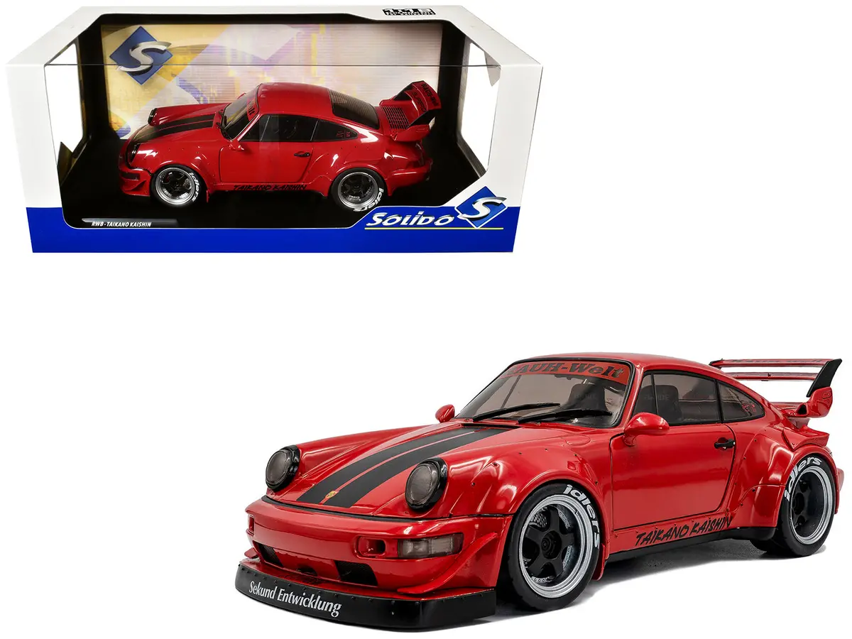 2024 Rwb Bodykit (Porsche) "Taikano Kaishin" Red With Black Stripes 1/18 Diecast Model Car By Solido 1