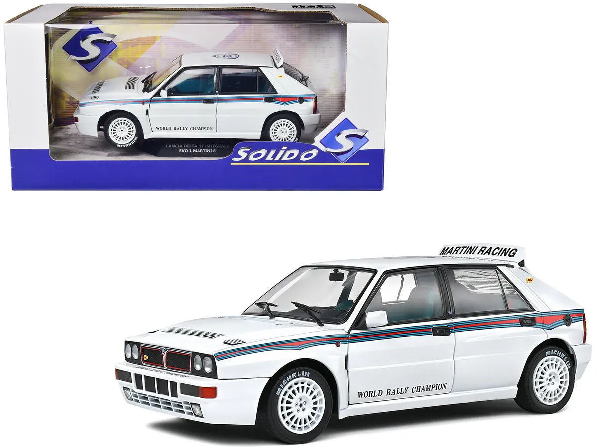 1992 Lancia Delta Hf Integrale Evo 1 Martini 6 White With Blue And Red Stripes "World Rally Champion - Martini Racing" 1/18 Diecast Model Car By Solido 1