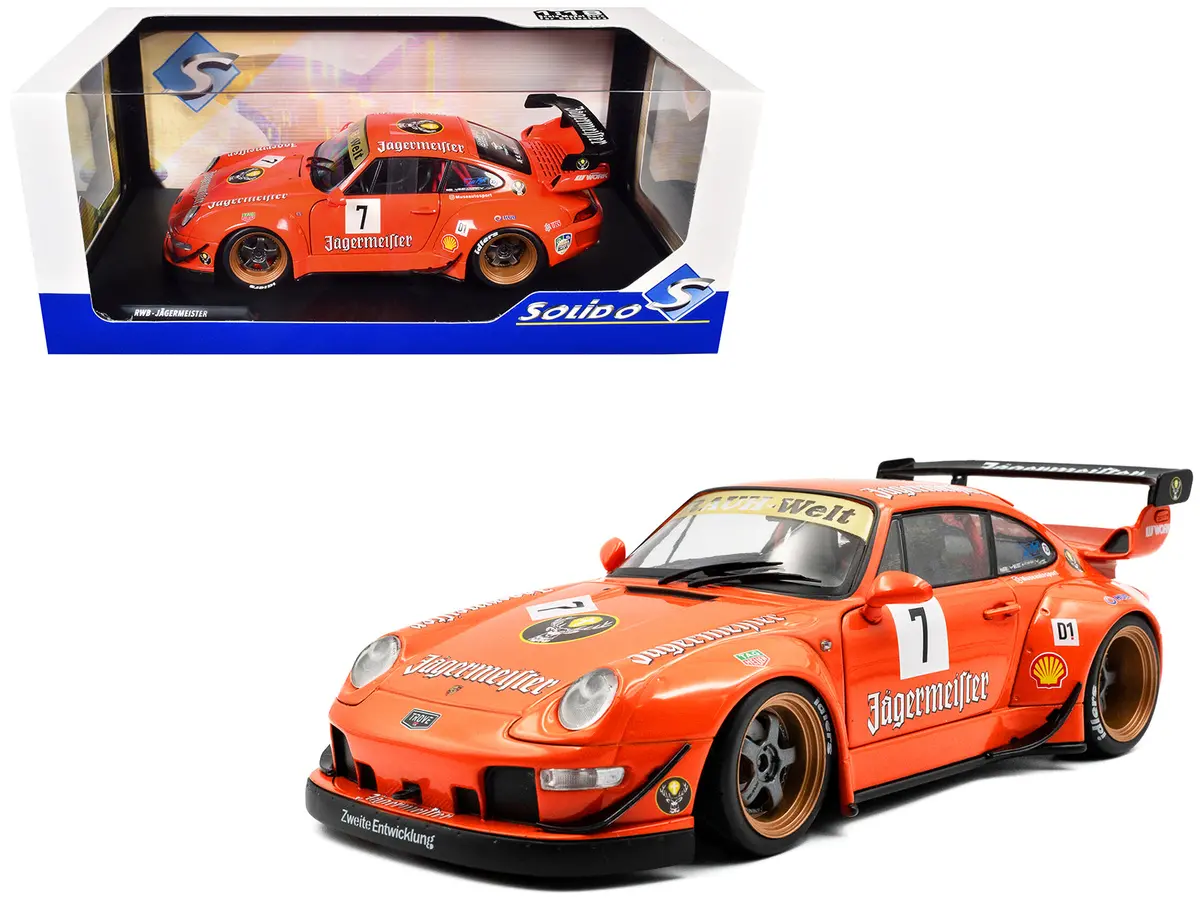 2020 Rwb Bodykit (Porsche) #7 "Jagermeister" Orange With Graphics 1/18 Diecast Model Car By Solido 1