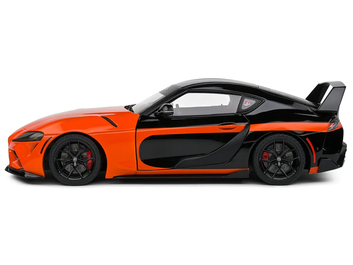 2024 Toyota Gr Supra "Streetfighter" Orange And Black 1/18 Diecast Model Car By Solido 2