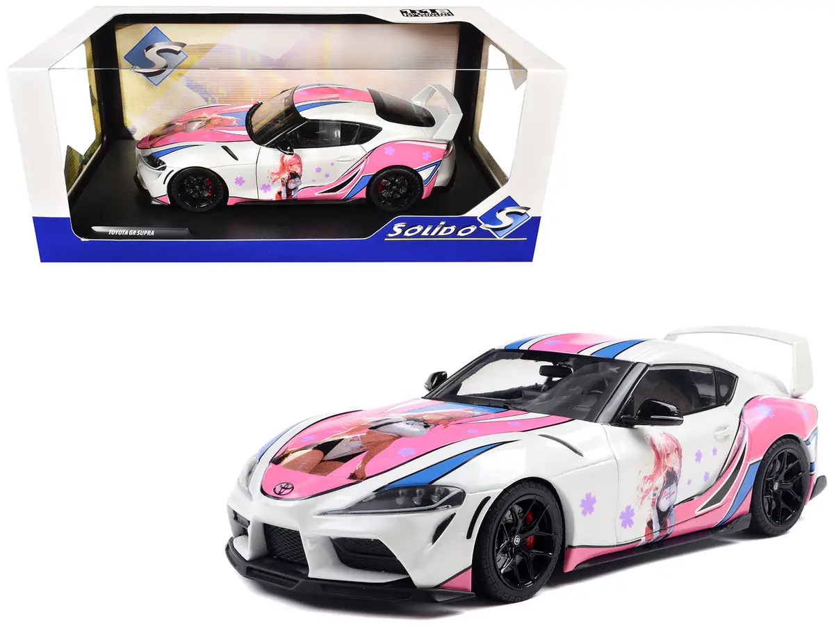 2024 Toyota Gr Supra "Itasha" White With Graphics "Streetfighters" 1/18 Diecast Model Car By Solido 1