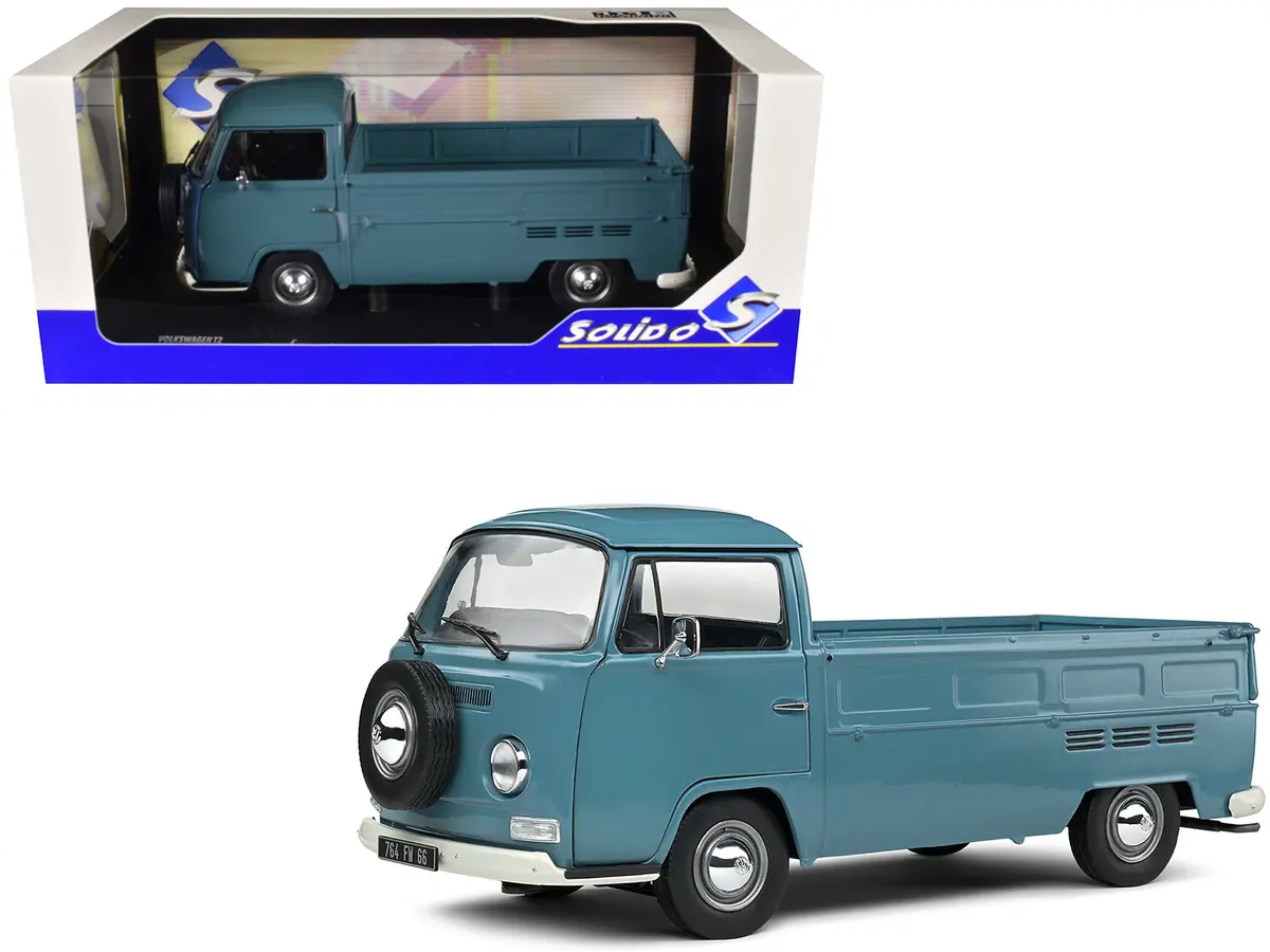 1968 Volkswagen T2 Pickup Truck Petrol Blue 1/18 Diecast Model By Solido 1