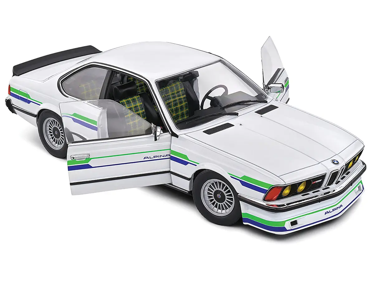 1984 Bmw Alpina B7 Turbo (E24) White With Blue And Green Graphics 1/18 Diecast Model Car By Solido 2