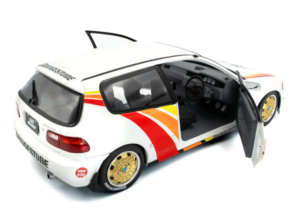 1991 Honda Civic (Eg6) Rhd (Right Hand Drive) "Mugen Racing" White With Stripes 1/18 Diecast Model Car By Solido 2