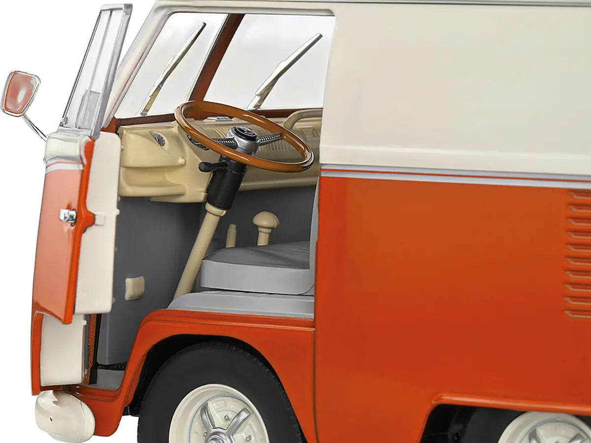1950 Volkswagen Kool Kombi Van With Trailer Orange And White 1/18 Diecast Model By Solido 2