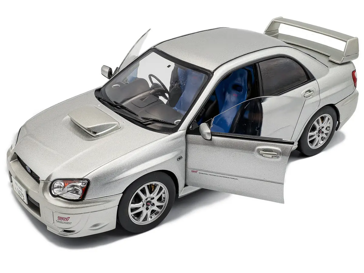 2004 Subaru Impreza Wrx Sti Rhd (Right Hand Drive) Premium Silver Effect 1/18 Diecast Model Car By Solido 2
