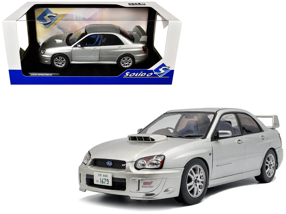 2004 Subaru Impreza Wrx Sti Rhd (Right Hand Drive) Premium Silver Effect 1/18 Diecast Model Car By Solido 1